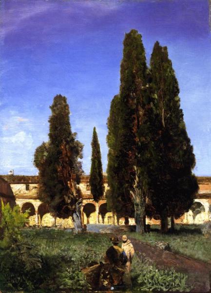 Italian Cloister Garden by Andreas Achenbach