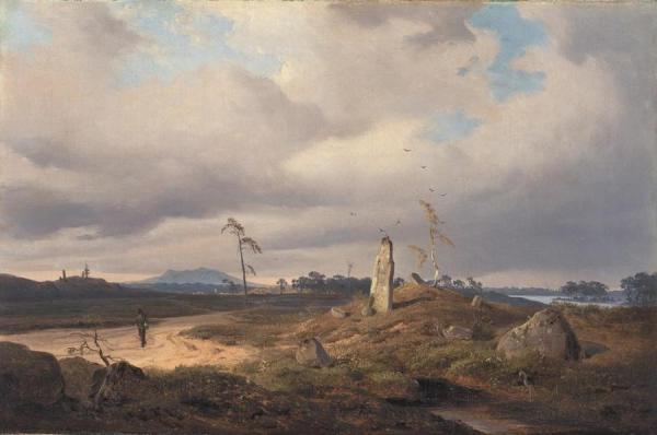 Landscape With Rune Stone by Andreas Achenbach