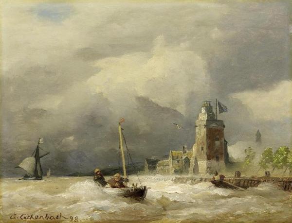 Rough Seas At The Dutch Coast by Andreas Achenbach