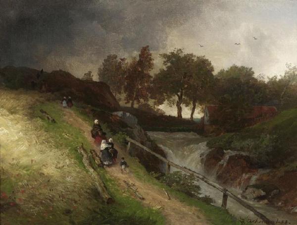 Westfalian Mill Near Capenberg by Andreas Achenbach
