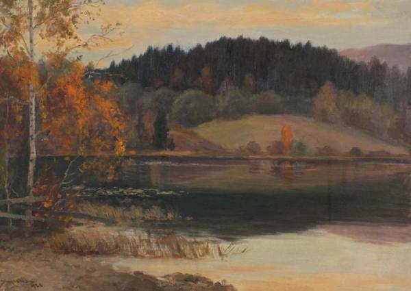 Landscape With Water (landskap Med Vann) by Andreas Singdahlsen Oil Painting Reproductions