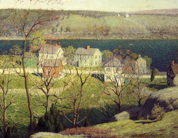 Landscape With Houses By A River by Andrew Thomas Schwartz