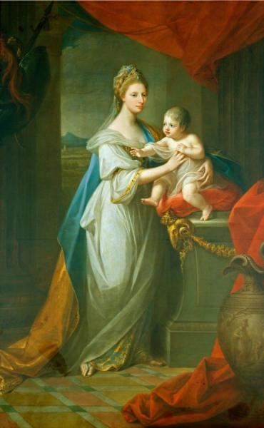 Portrait Of Augusta Of Hanover With Her First Born Son Karl Georg Of Brunswick by Angelica Kauffman