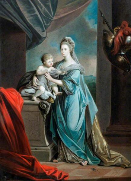 Princess Augusta Charlotte, Eldest Sister Of George Iii, With Her Infant Son by Angelica Kauffman