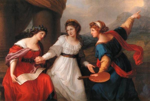 Self Portrait, The Artist Hesitating Between The Arts Of Music And Painting by Angelica Kauffman