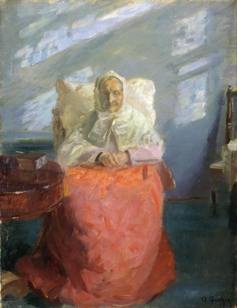 Mrs Ane Brondum In The Blue Room by Anna Ancher