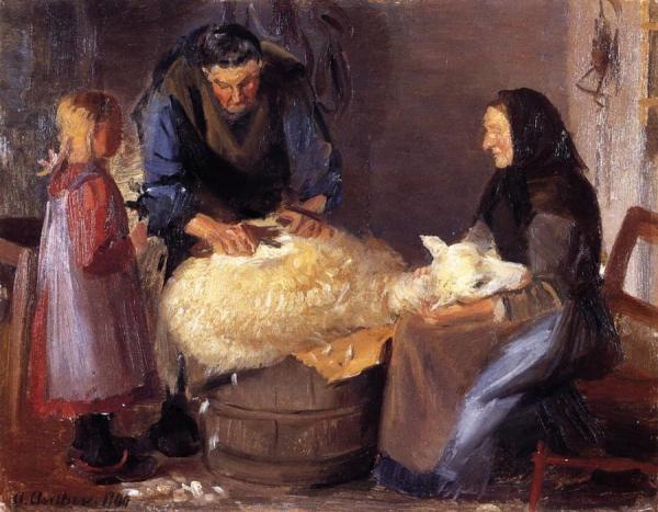 Sheep Shearing by Anna Ancher