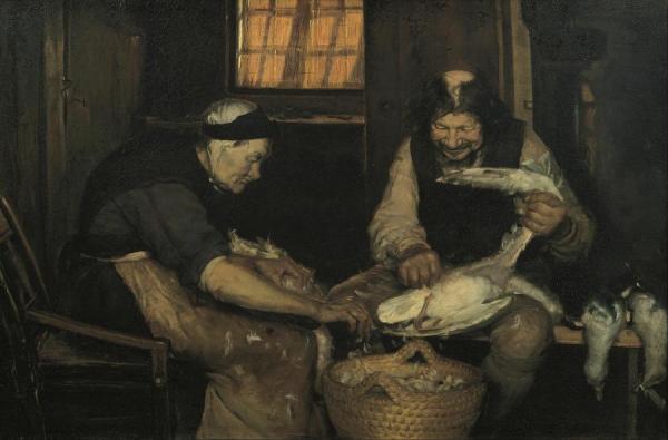 Two Oldsters Plucking Gulls by Anna Ancher