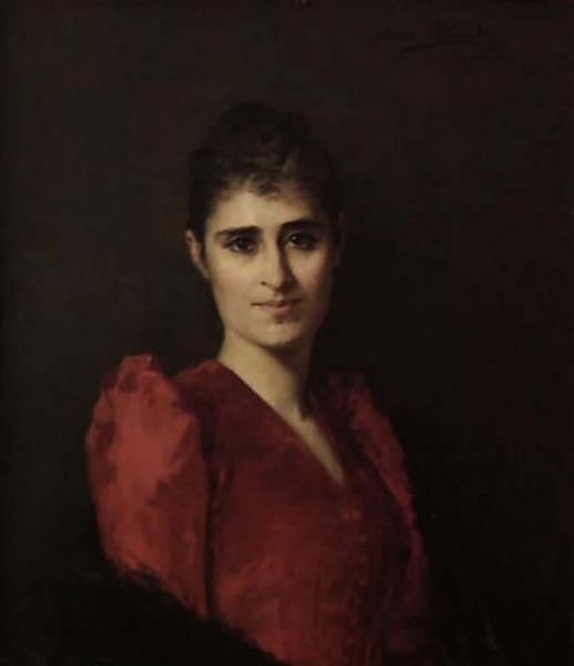 Portrait Of A Women In Red Dress by Anna Bilinska-bohdanowicz Oil Painting Reproductions