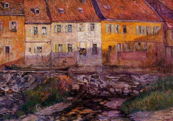 Pink And Yellow Houses by Anna Boch