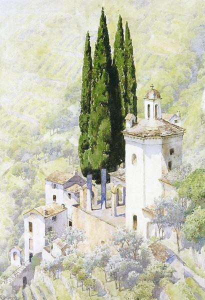 Chapel Near Managgio (lake Como) by Anna Mary Richards Brewster Oil Painting Reproductions