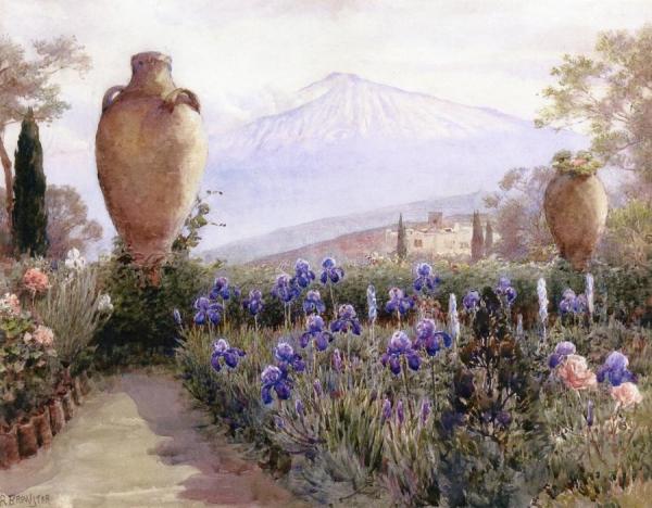 Italian Gardens At Mount Vesuvius by Anna Mary Richards Brewster