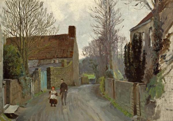 Moulin Huet, Guernsey, Girl On A Hill Above Clovelly by Anna Mary Richards Brewster Oil Painting Reproductions