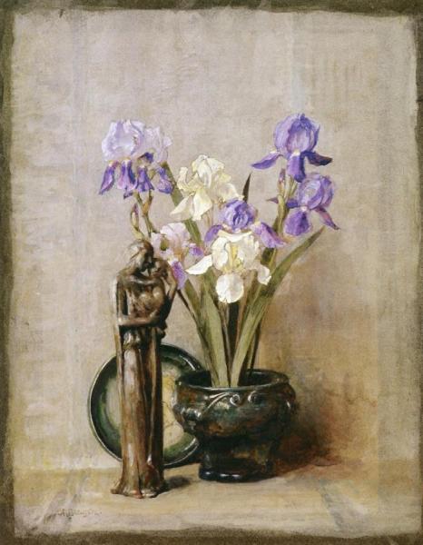 Purple And White Iris by Anna Mary Richards Brewster