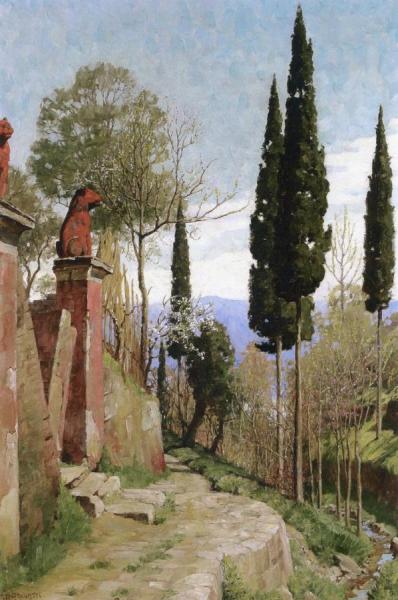 Red Lion Gateway At Santa Margherita by Anna Mary Richards Brewster