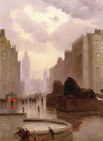 Trafalgar Square , London by Anna Mary Richards Brewster Oil Painting Reproductions