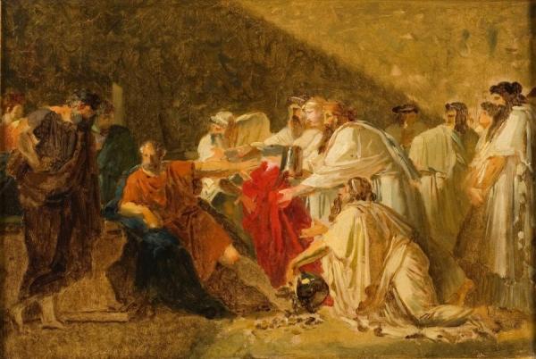 Hyppocrates Refusing The Presents Of Artaxerces (study) by Anne-louis Girodet De Roussy-trioson
