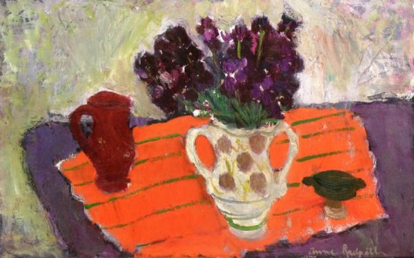 Still Life With Stocks In A White Vase by Anne Redpath