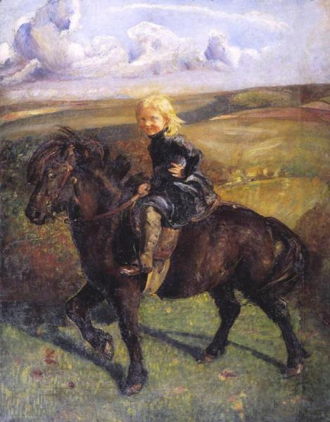 Miss Elizabeth Williamson On A Pony by Annie Swynnerton