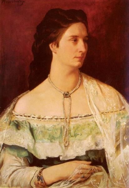 Portrait Of A Lady Wearing A Pearl Necklace by Anselm Feuerbach Oil Painting Reproductions
