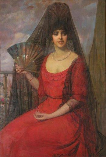 Mujer Con Mantilla by Anselmo Miguel Nieto Oil Painting Reproductions