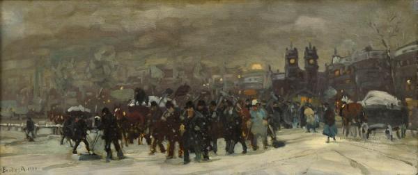 Paris In Winter by Antal Berkes Oil Painting Reproductions