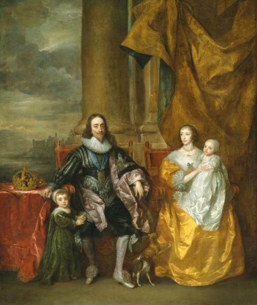 Charles I And Henrietta Maria With Their Two Eldest Children Prince Charles And Princess Mary by Anthony Van Dyck Oil Painting Reproductions