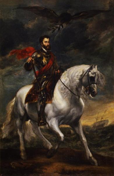 Equestrian Portrait Of The Emperor Charles V by Anthony Van Dyck