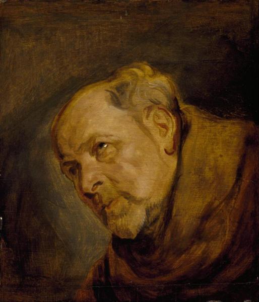 Head Of A Monk (jan Malderus, Bishop Of Antwerp, As Saint Bonaventura) by Anthony Van Dyck