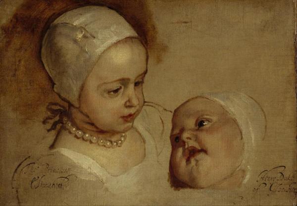 Princess Elizabeth And Princess Anne, Daughters Of Charles I by Anthony Van Dyck