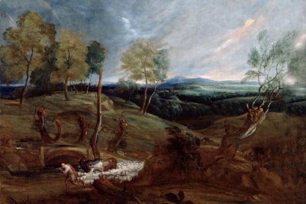 Sunset Landscape With A Shepherd And His Flock by Anthony Van Dyck