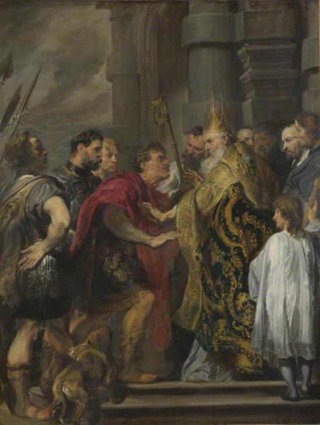 The Emperor Theodsius Is Forbidden By Saint Ambrose To Enter Milan Cathedral by Anthony Van Dyck Oil Painting Reproductions