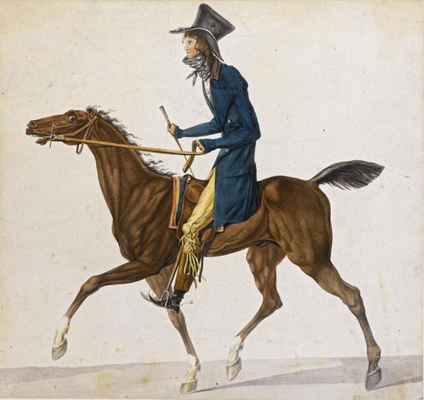 A Caricature Of A Frenchman On Horseback by Antoine Charles Horace Vernet