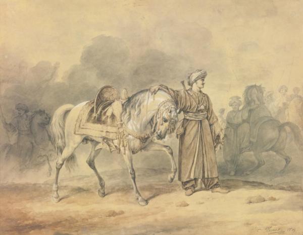 A Mameluk Leading His Horse by Antoine Charles Horace Vernet Oil Painting Reproductions