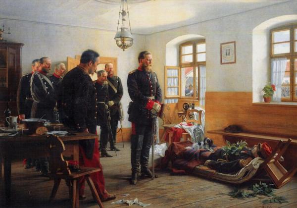 Crown Prince Frederick Wilhelm Contemplating The Corpse Of French General Abel Douay by Anton Alexander Von Werner Oil Painting Reproductions