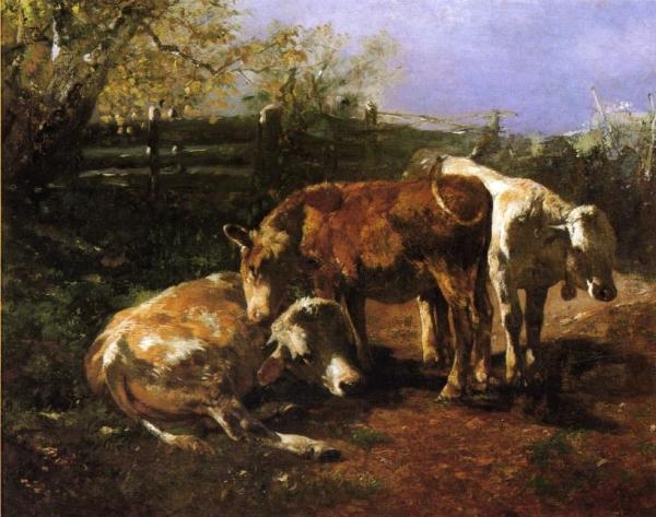 Group Of Three Cows by Anton Braith Oil Painting Reproductions