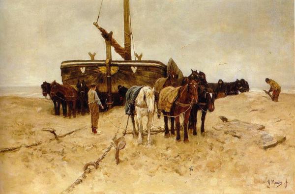Anton Mauve Fishing Boat On The Beach