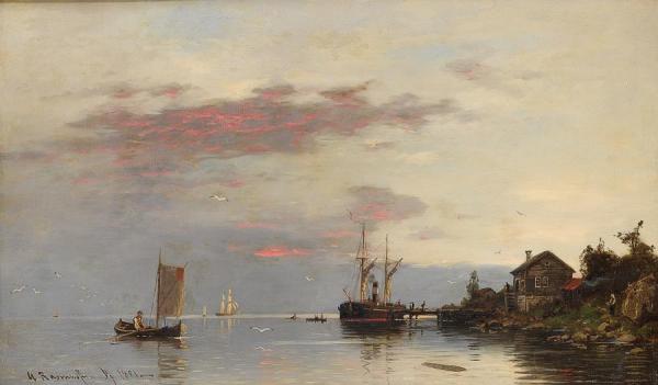 Fjord Landscape With Boats by Anton Rasmussen