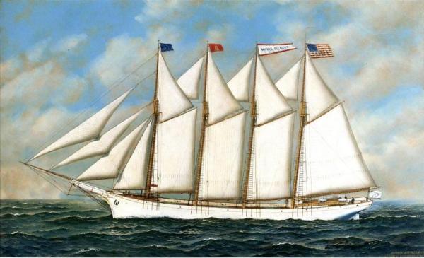Schooner "marie Gilbert" by Antonio Jacobsen Oil Painting Reproductions