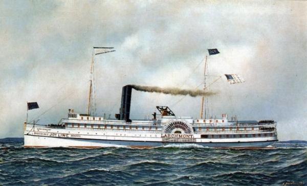 The Paddle Steamer "larchmont" by Antonio Jacobsen Oil Painting Reproductions