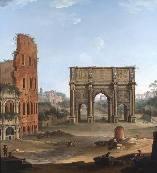 Antonio Joli Rome, A Capriccio View Of The Colosseum And The Arch Of Constantine