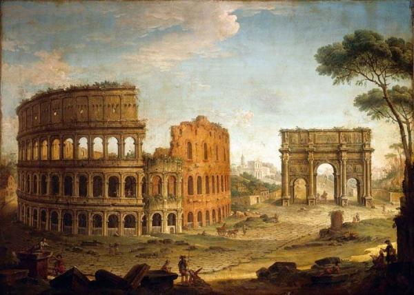 Rome: View Of The Colosseum And The Arch Of Constantine by Antonio Joli