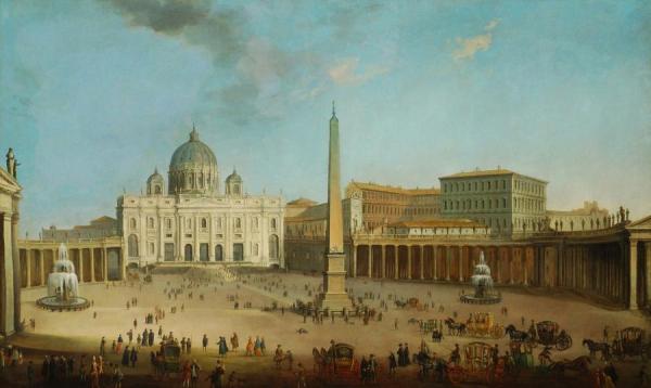 St. Peter's Chathedral And St. Peter's Square In Rome by Antonio Joli