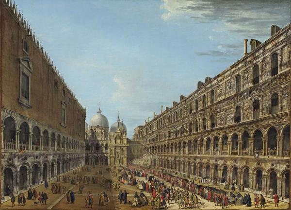 The Departure Of The Nuncio Stoppani From The Doge's Palace After His Audience by Antonio Joli Oil Painting Reproductions