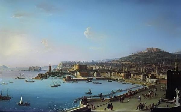 View Of Naples With The Castel Nuovo by Antonio Joli