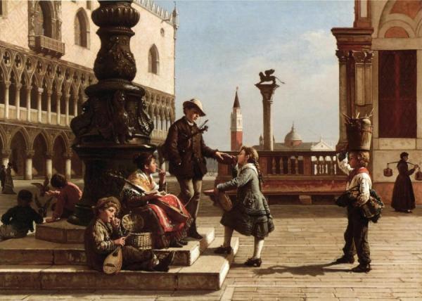 Antonio Paoletti Young Musicians In Piazza San Marco, Venice