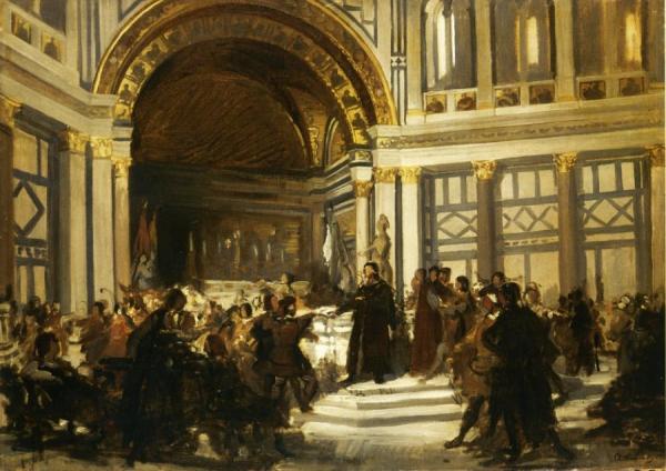 Dino Compagnoni In Mediatore Della Pace Tra Guelfi E Ghibellini by Antonio Puccinelli