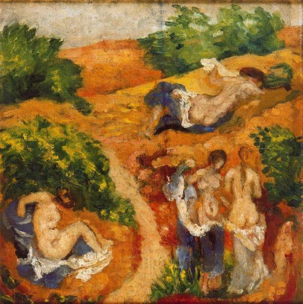 Four Nudes In A Landscape by Aristide Maillol