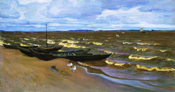 Windy Day On The Kama River by Arkady Rylov Oil Painting Reproductions
