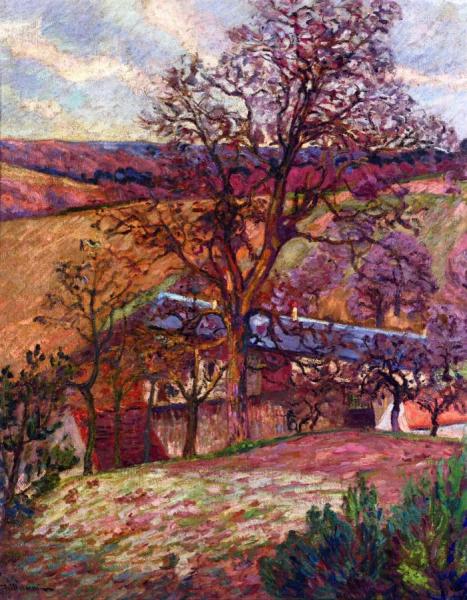 Farm And Trees At Saint-chéron by Armand Guillaumin